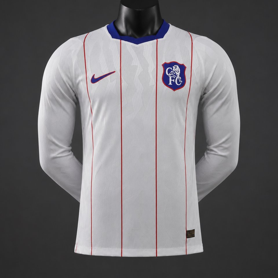 Player Version 26/27 Chelsea FC White with Red Pinstripe Third Long Sleeve Jersey