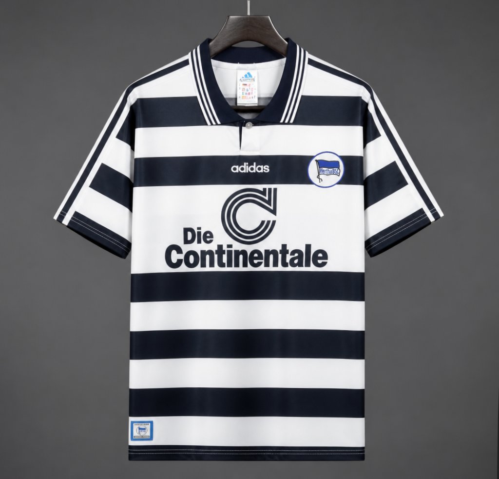 Retro 97/98 Hertha BSC Away White Dark Navy Jersey